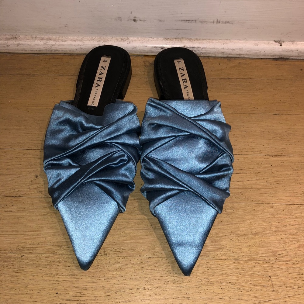 Zara Blue satin Mule